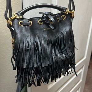 YSL Fringe Black Bucket Bag